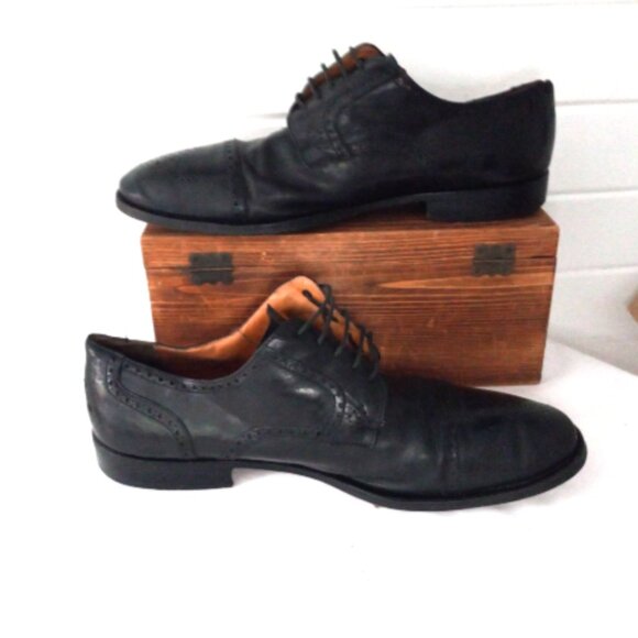 Sandro Moscoloni Men’s Wingtip Oxford Shoes Sz 12 Black Leather Lace Up - Picture 5 of 14